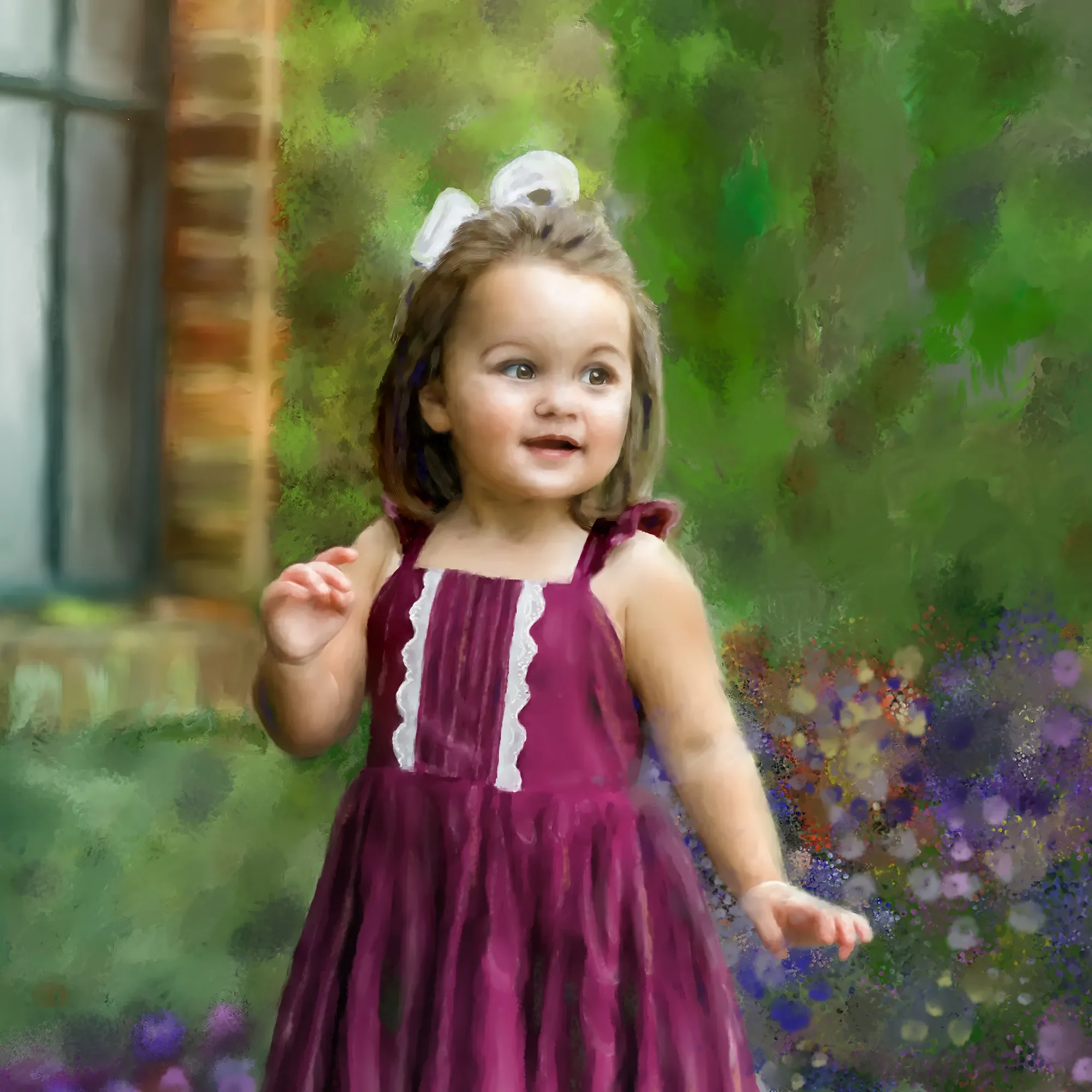 Close up of finished painting from photo