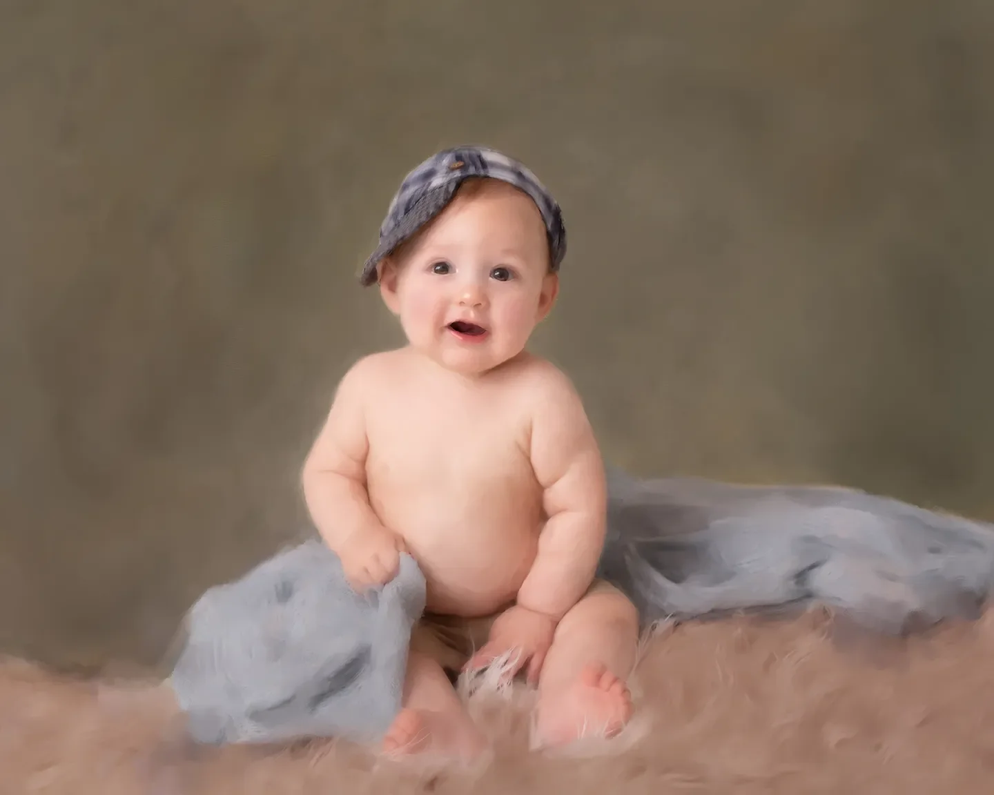 Portrait if an infant boy in an Old Master's style.