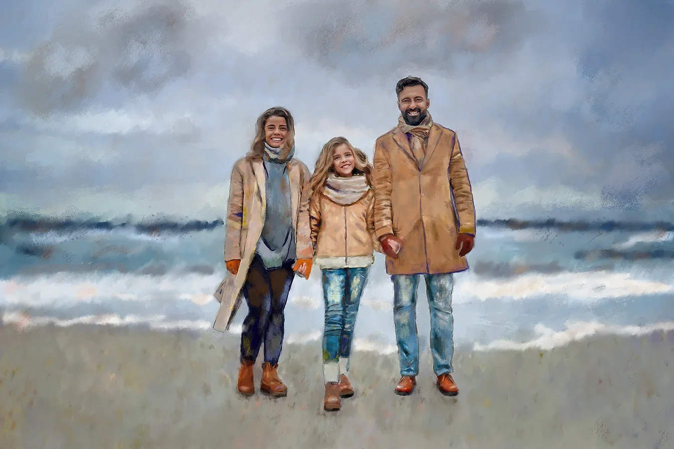 Portrait of a family in a modern style