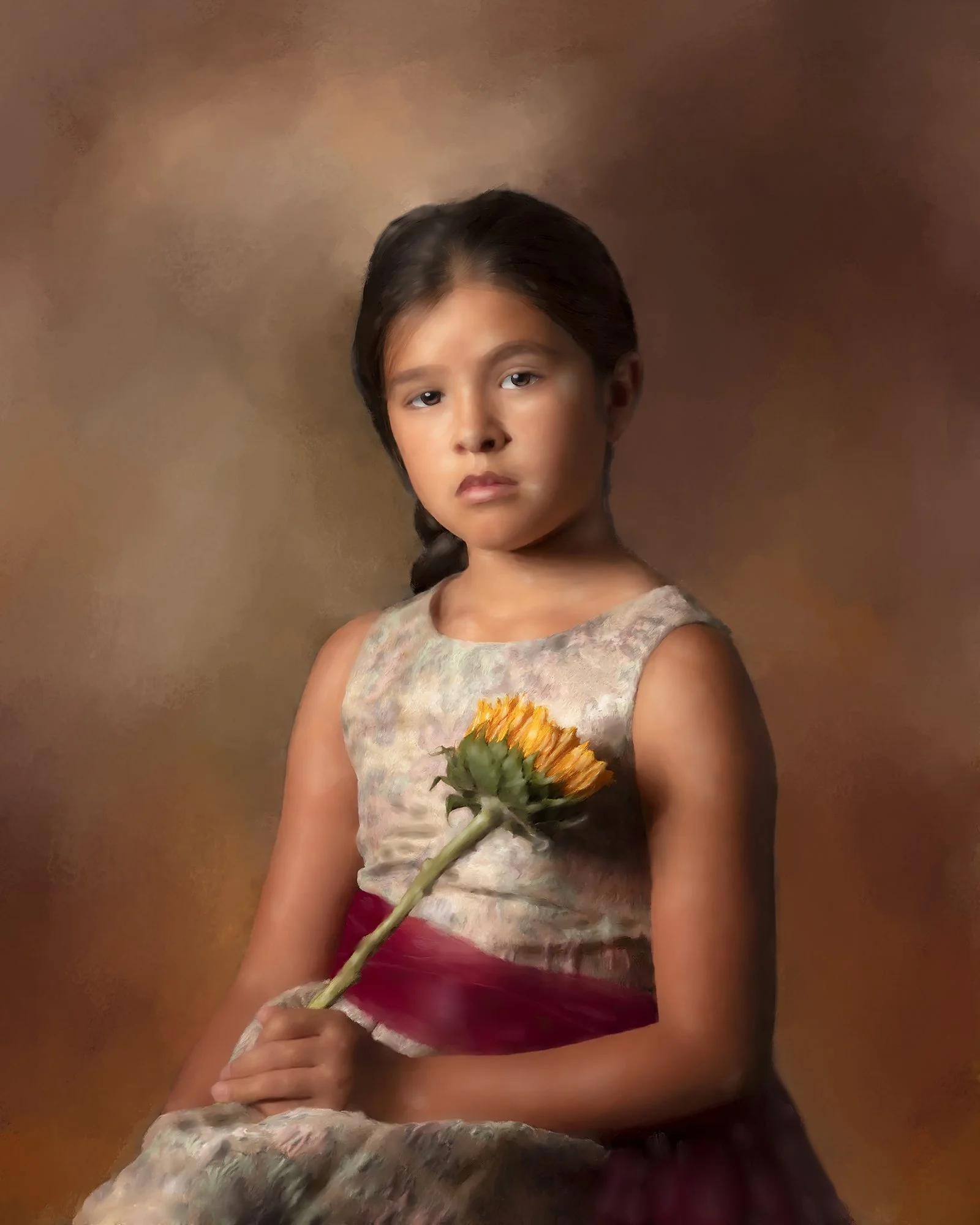 Portrait of a young girl in an Old Master's style.