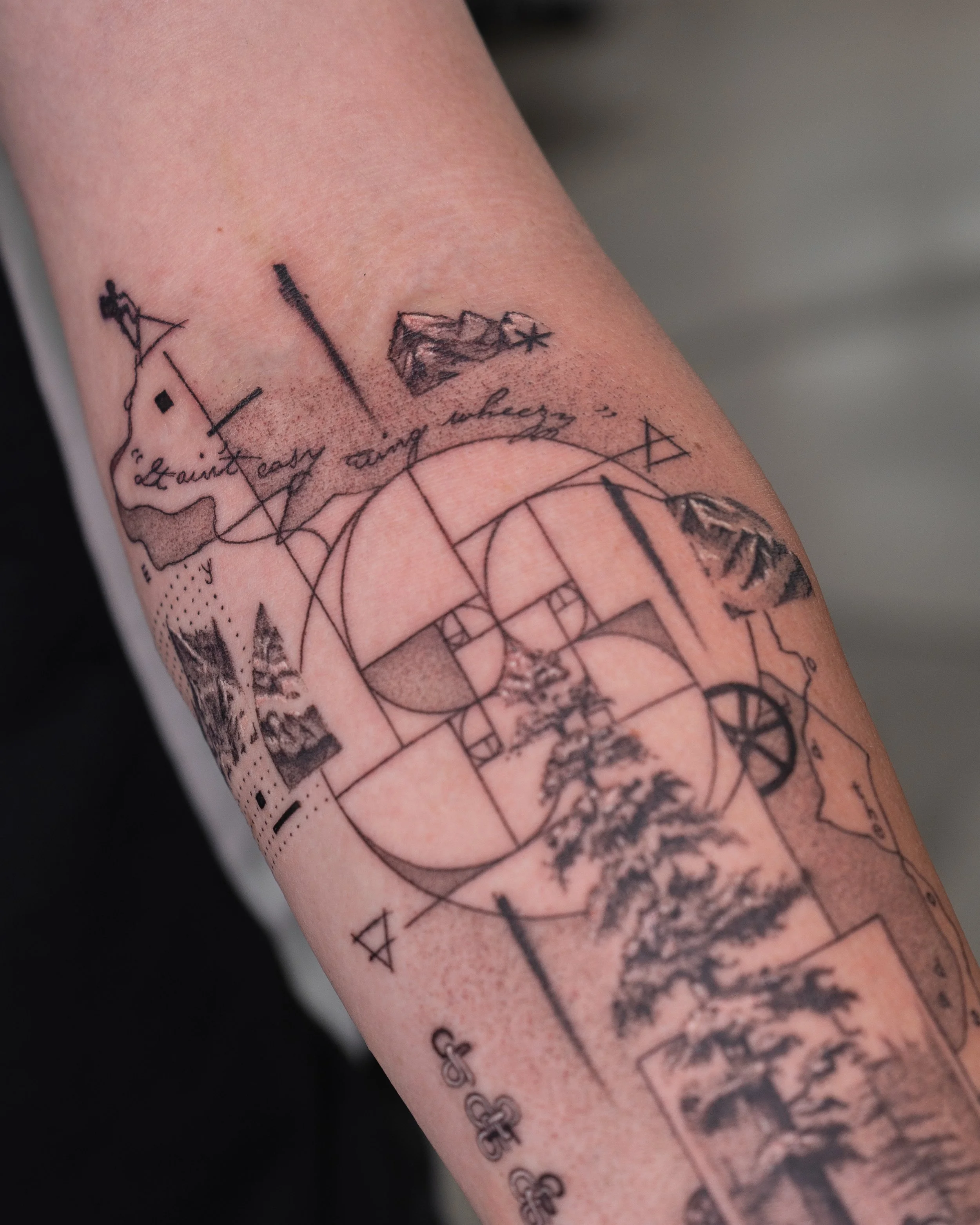 Close-up of a fine-line tattoo done in Manchester, uk.