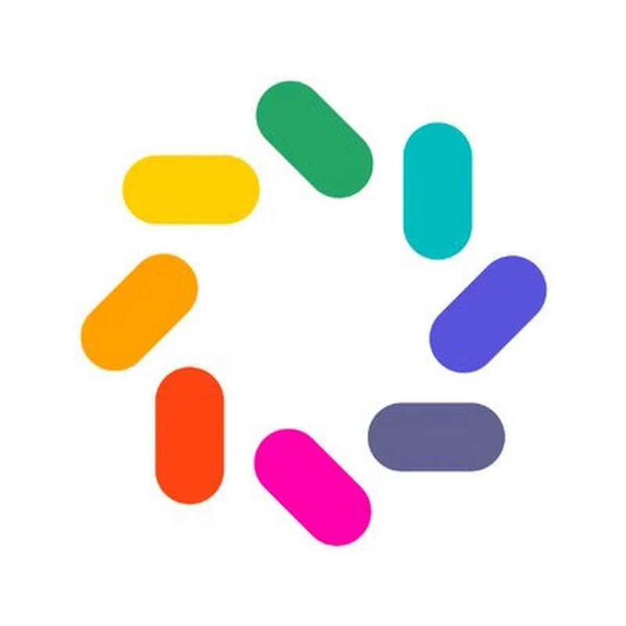Colorful rounded shapes arranged in a circular pattern on a white background. The design forms the Brightwheel app logo in rainbow hues.