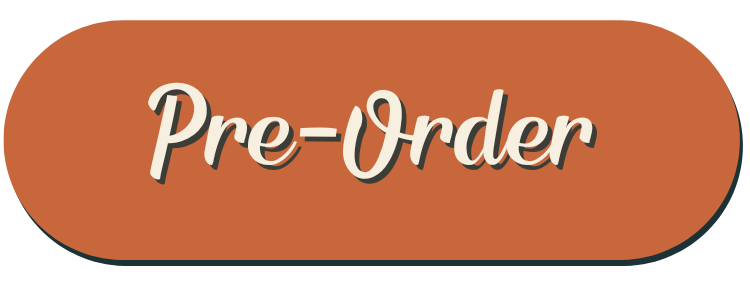 A rounded rectangular button with a brown background and black border, featuring the white text "Pre-Order" in a cursive font.