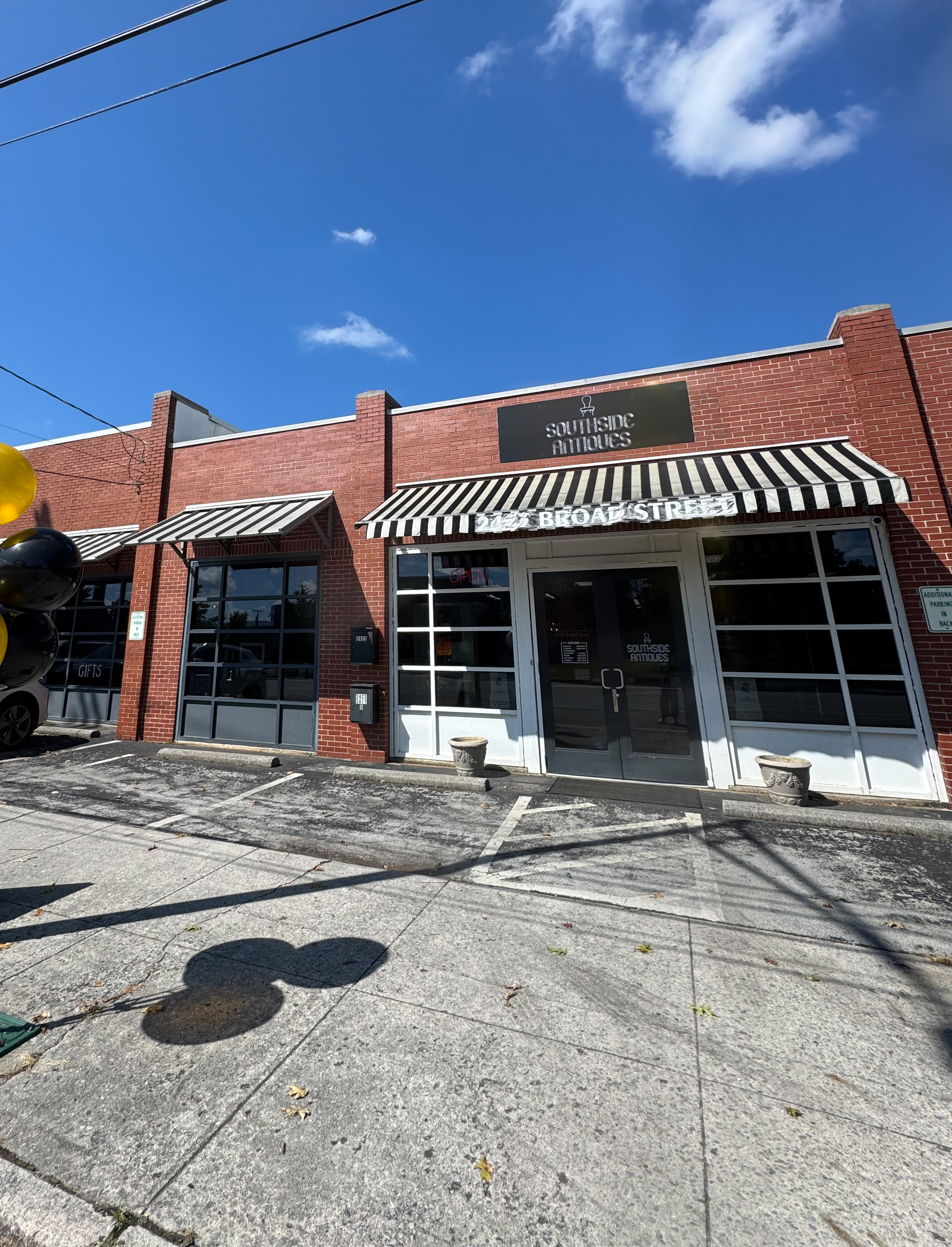 Southside Antiques storefront on Broad Street