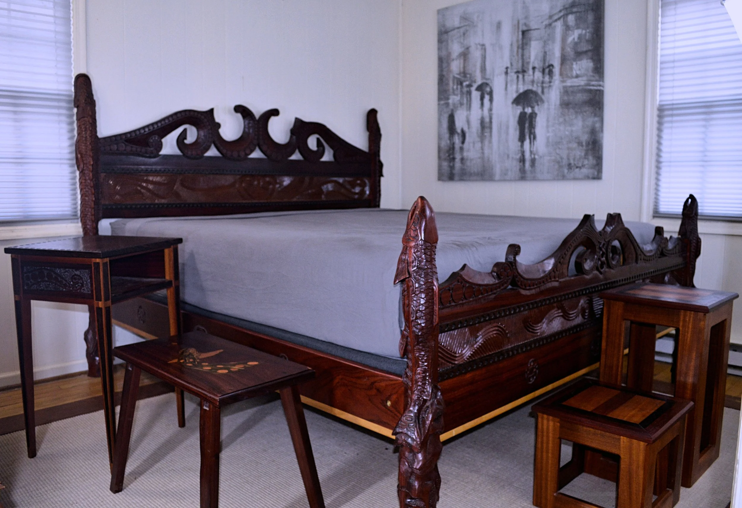 Paduak, Wenge, Jotoba, and Maple Bed Set