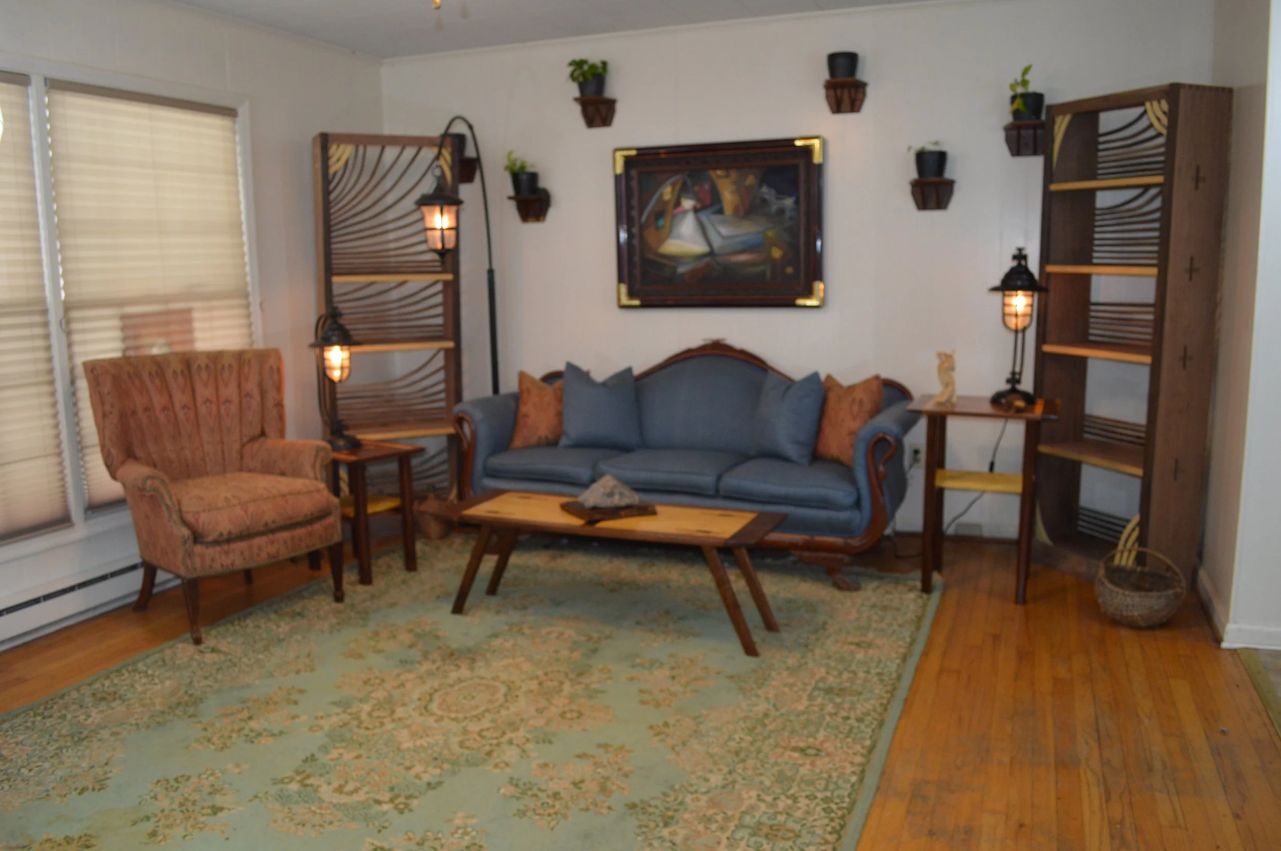 Yellowheart, Walnut, and Wenge Living Room Set