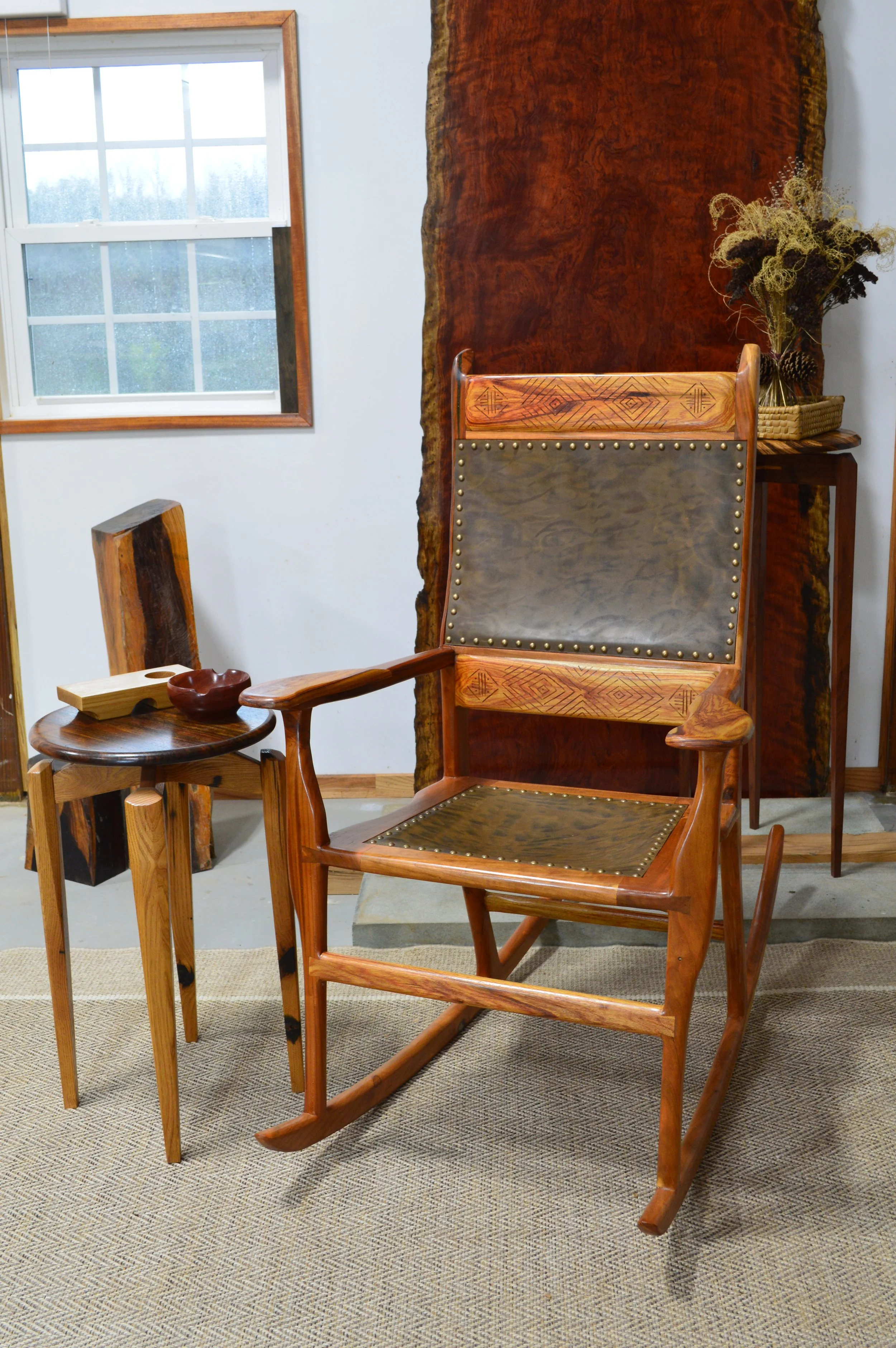 Canary Wood and Cherry Rocking Chair