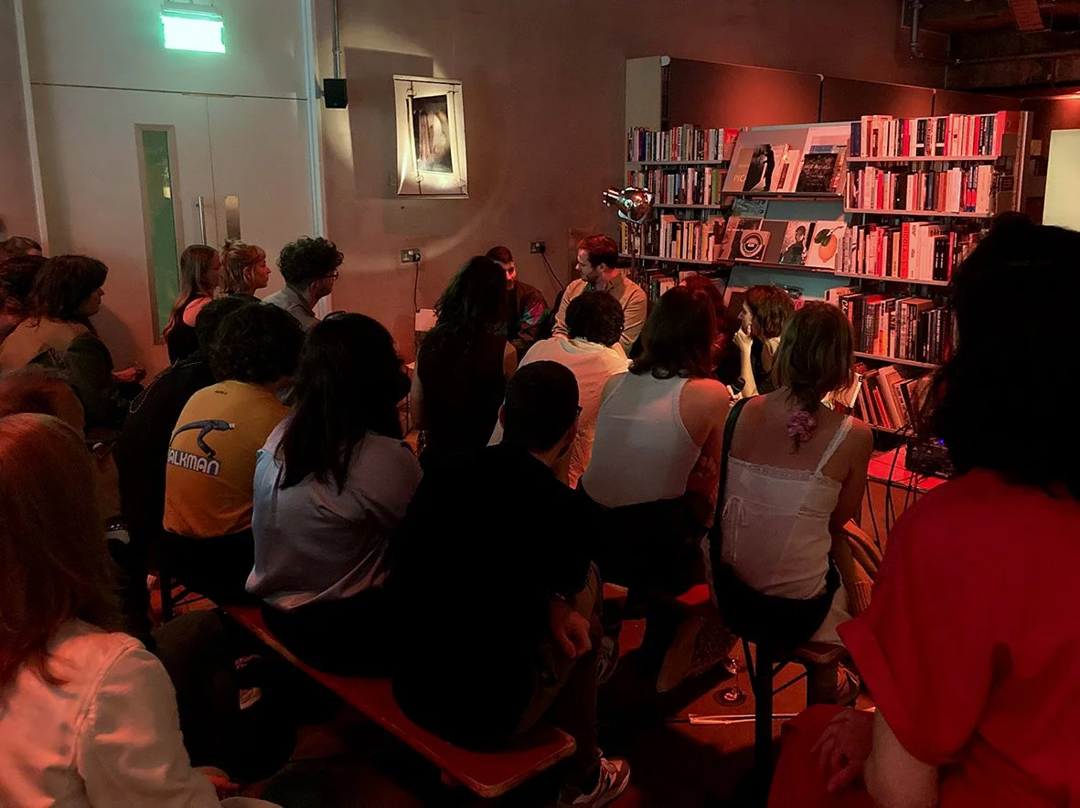 Documentation from DOMESTIC and the Dispersion of Contents, book launch + performance + Discussion at Reference Point, London, 2025, featuring Andrew Walton, Marco Springmann and Joanna Zylinska

Image credit: Ramona Güntert and Wojciech Kawczyk