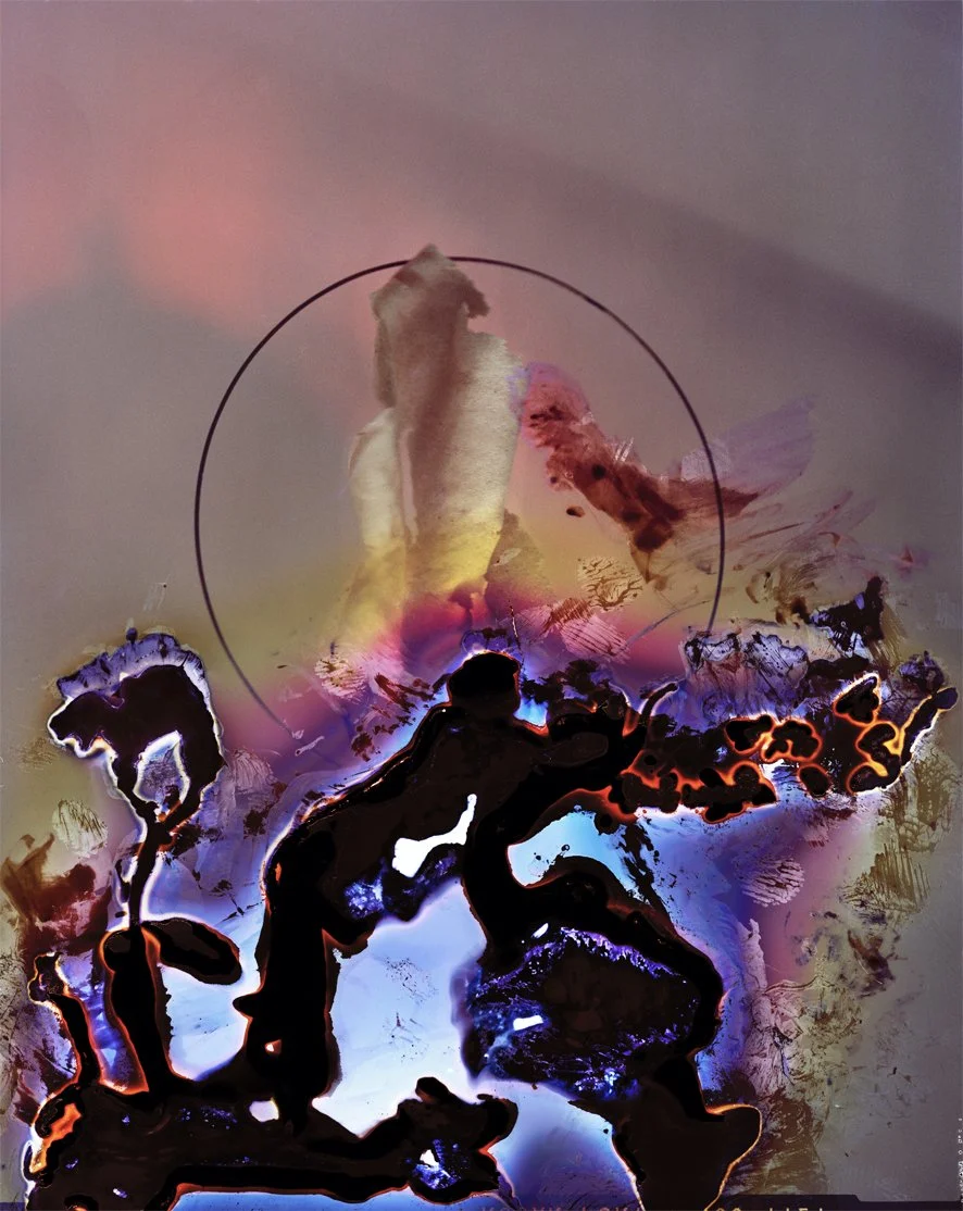 Aortic deposit (Shack Cooking, 6 Takes), 2022, unique c-type hand print made with partial exposure/ chemigram on photographic film