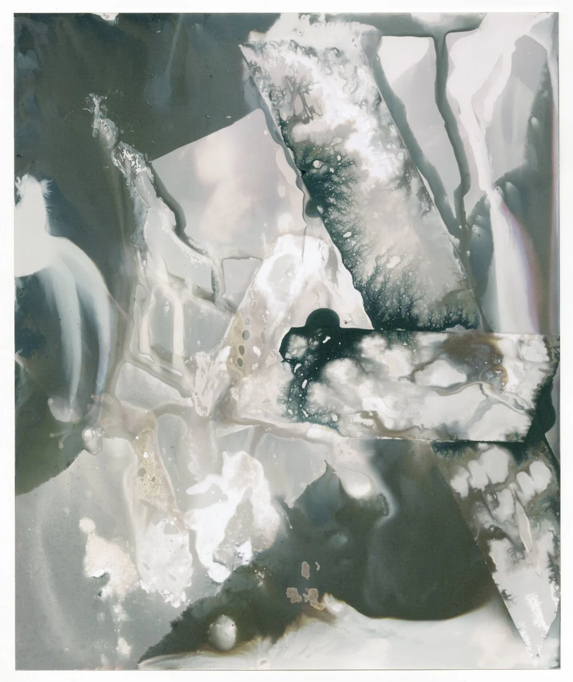 Aortic deposit (Shack Cooking, 6 Takes), 2022, unique chemigram made on photographic paper, developed in C41 leftover chemistry