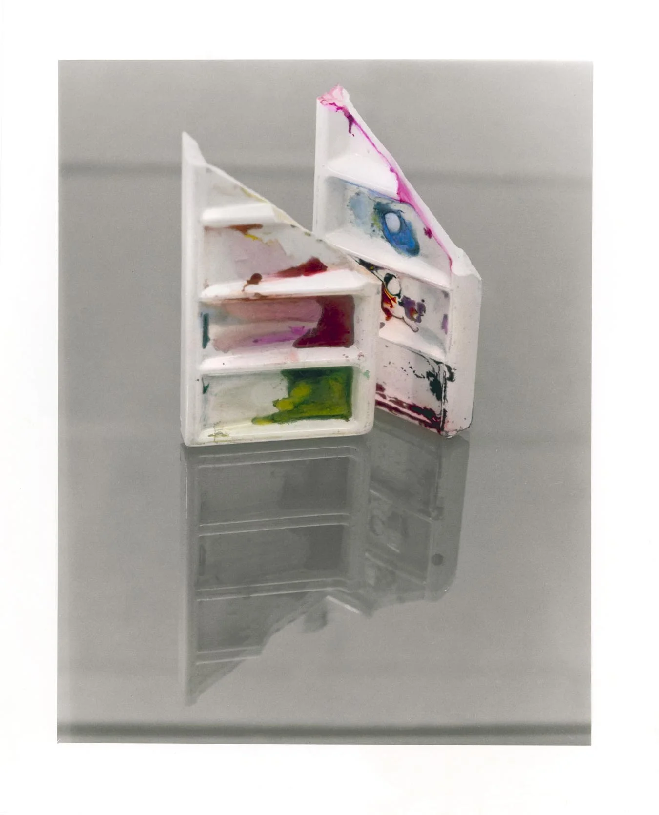 Working Palette #5, 2023, black and white silver gelatin prints, dry mounted on board, hand coloured and retouched with photographic dye, 30.5cm. x 40.6cm 