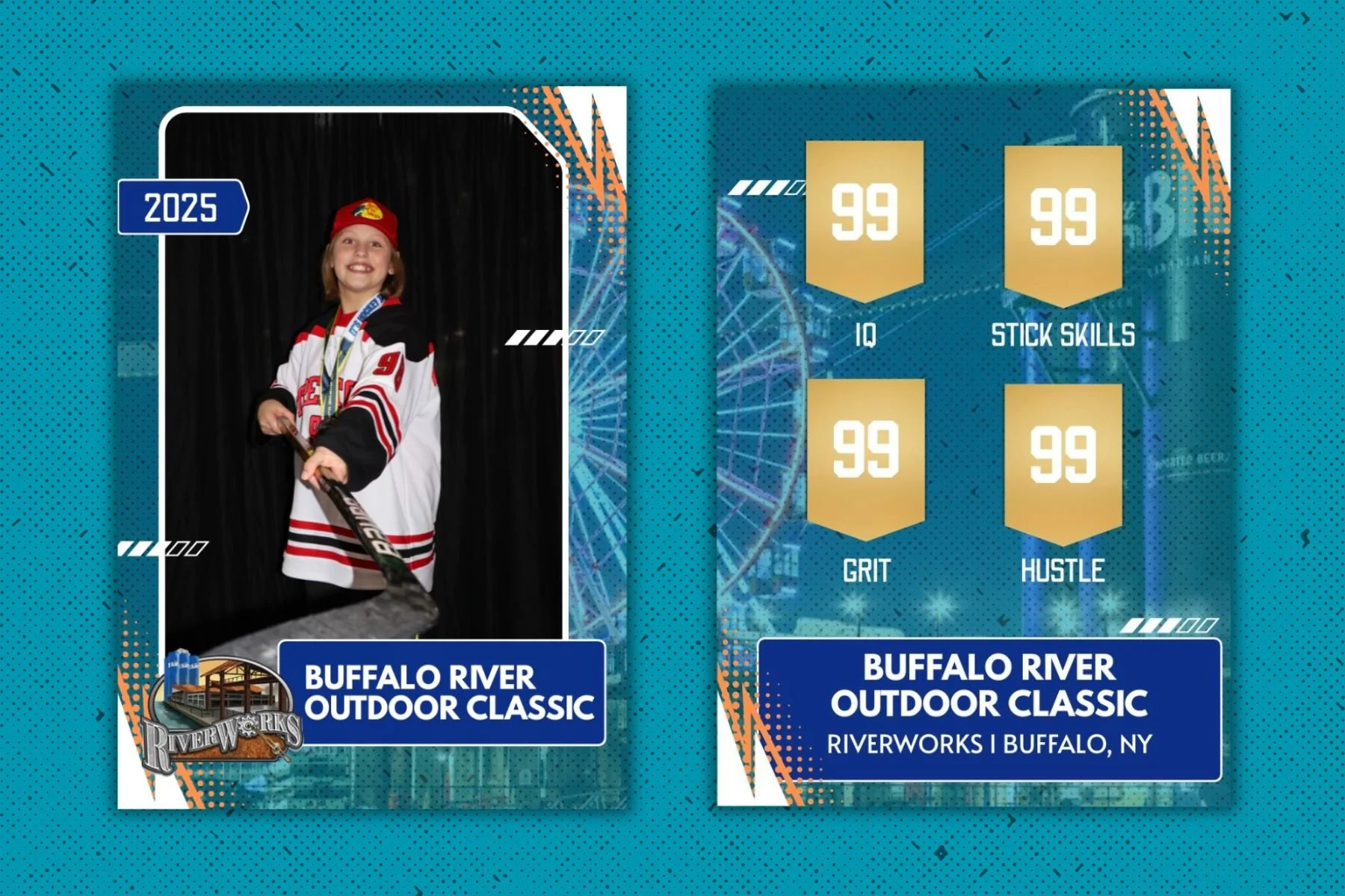 A collage featuring eBay branding at a sports card expo in Toronto from November 6 to 9. One side shows a man standing in front of a large eBay logo, and the other side displays a collection of sports trading cards with the eBay logo overlay.