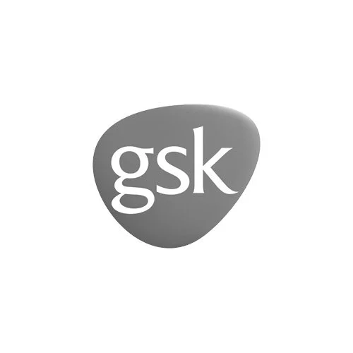 GSK logo in black and white.