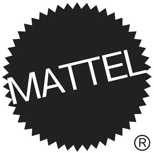 Black starburst shape with the white Mattel logo and registered trademark symbol