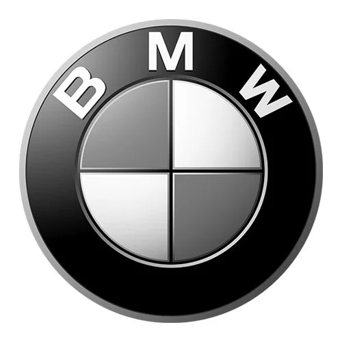 BMW logo with black outer ring and silver inner circle divided into four parts.