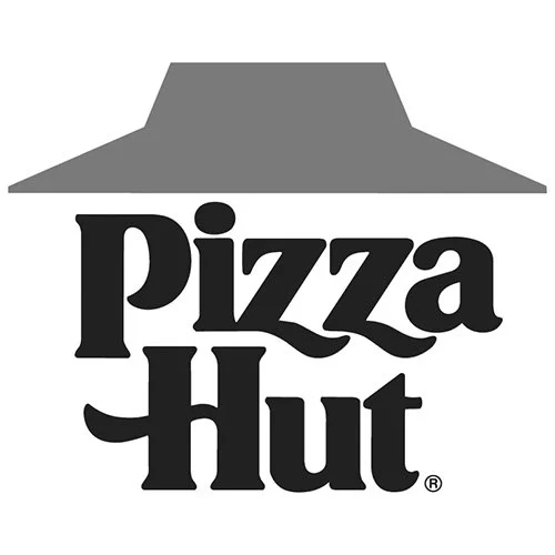 Pizza Hut logo with a stylized hat above the text.