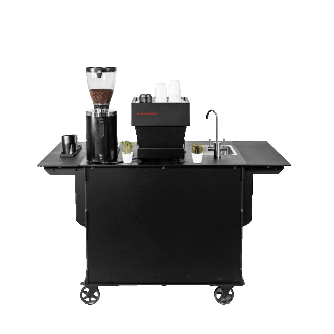 Mobile espresso bar and coffee cart catering setup by Old City Coffee Cart for events in Knoxville Tennessee.