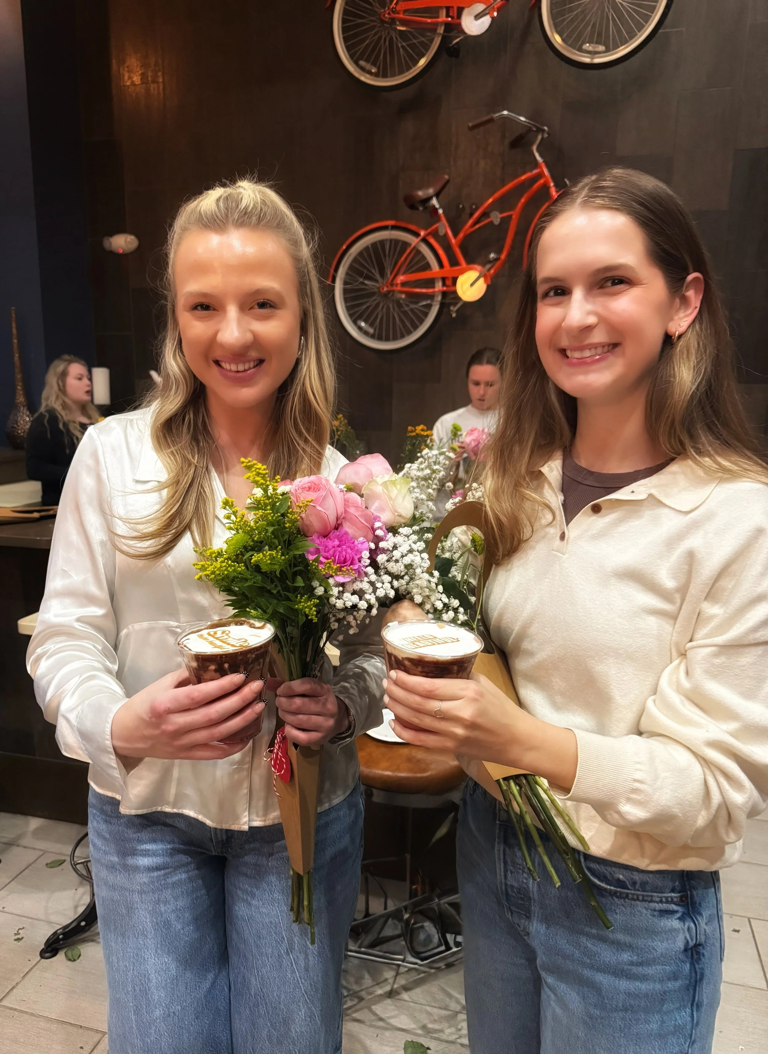 Guests enjoying a latte served by Old City Coffee Cart mobile espresso bar at an event in Knoxville Tennessee.