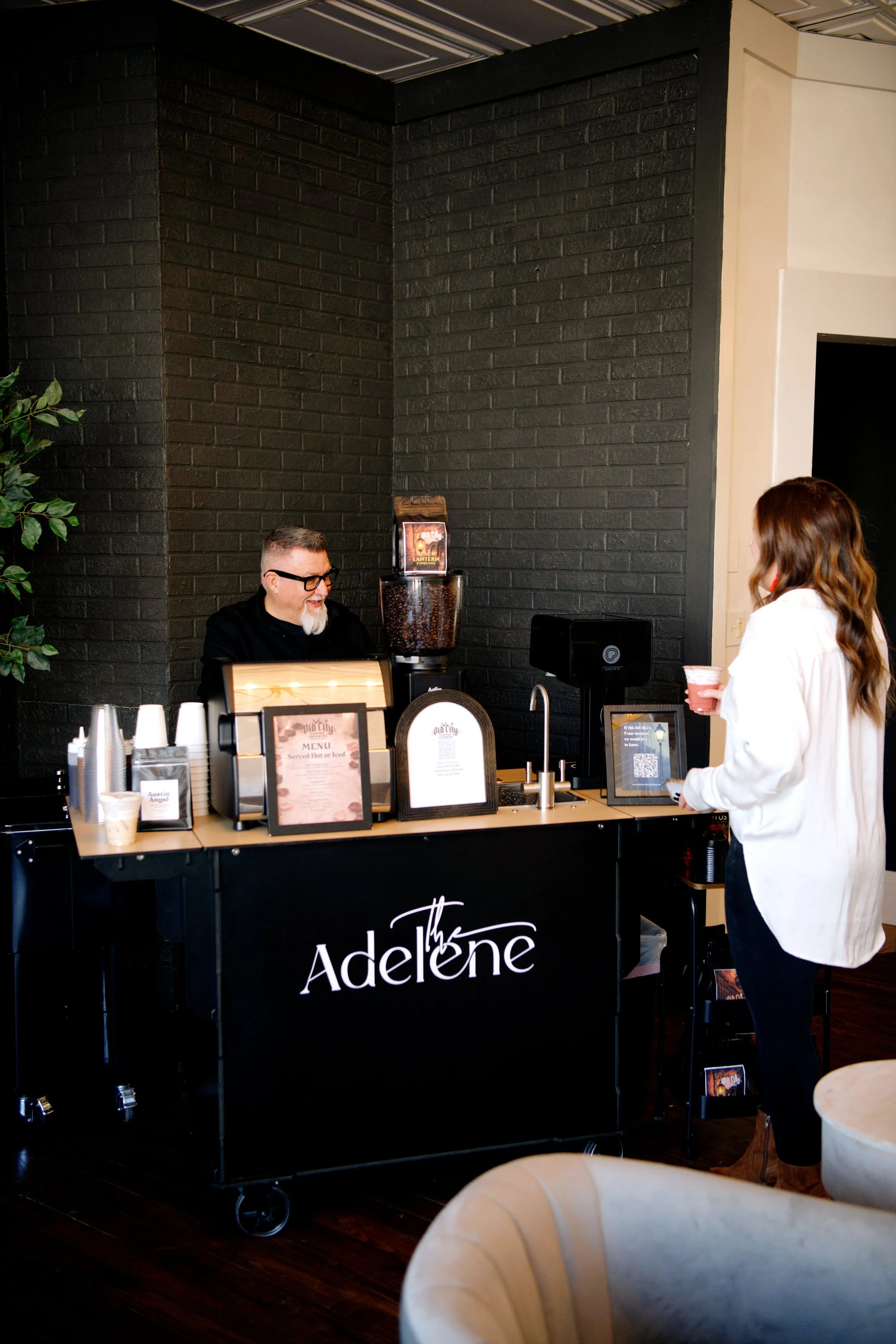 A mobile espresso cart serving coffee at an event in Knoxville, Tennessee.