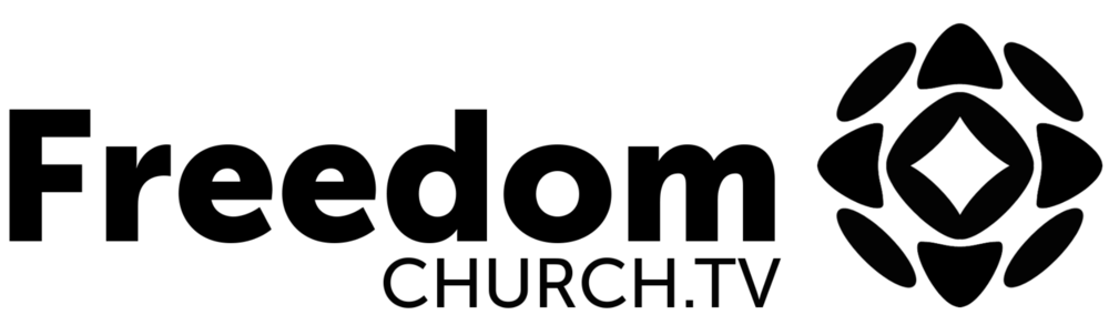 Logo of CHURCH.TV with a stylized church and broadcasting icon in black and white.