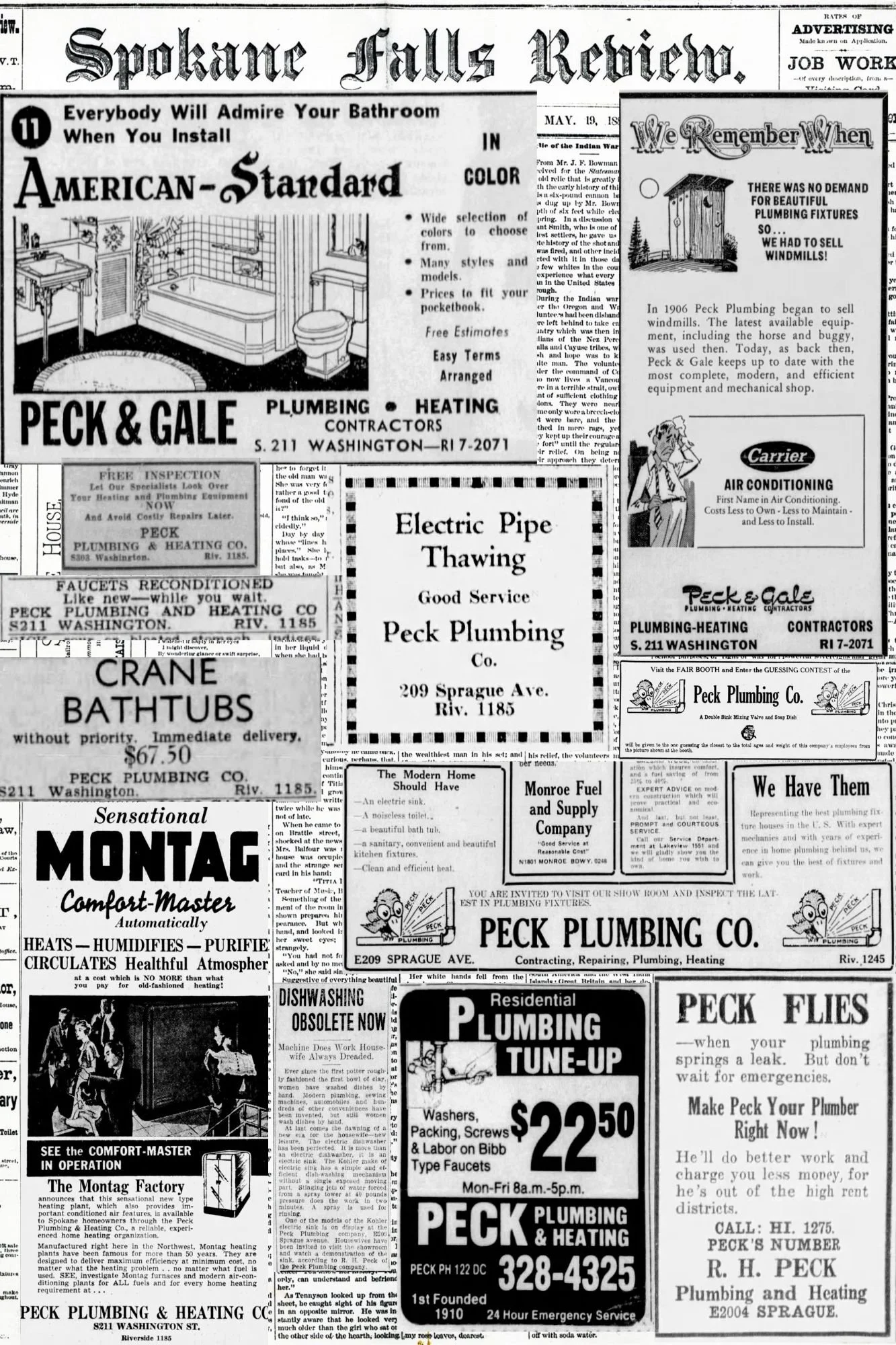 Peck Plumbing Newspaper archive