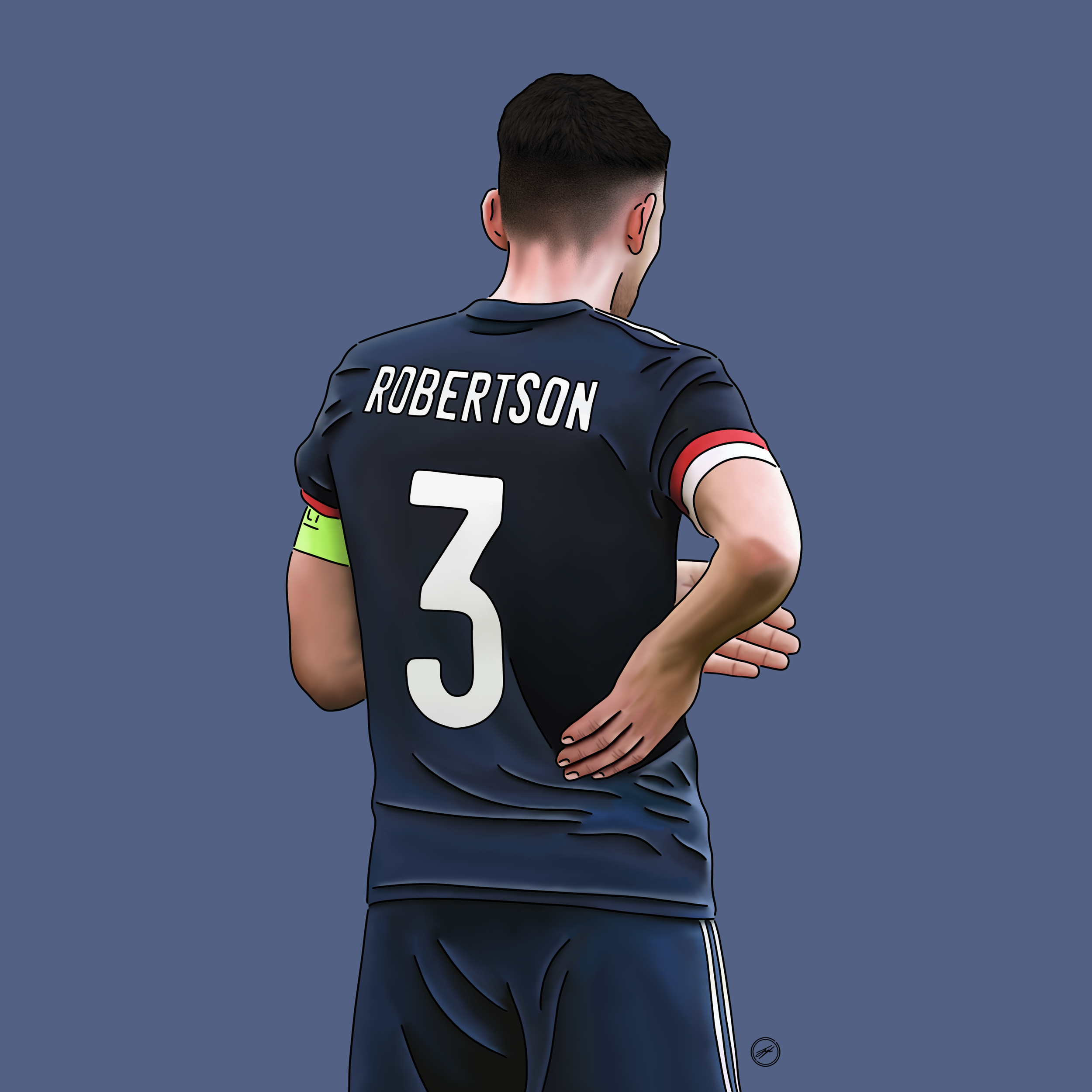 Digital illustration of a soccer player seen from the back, wearing a black jersey with the name "ROBERSON" and the number "3", standing against a solid dark gray background.