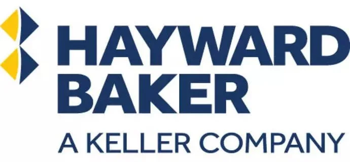 Hayward Baker Construction logo with the text "Hayward Baker, A Keller Company" and a stylized yellow and blue design element.
