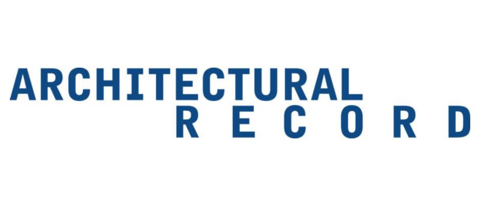 Text on a white background reading 'ARCHITECTURAL RECORD' in bold blue letters, where 'ARCHITECTURAL' spans the top line and 'RECORD' is underneath with spaced-out letters.