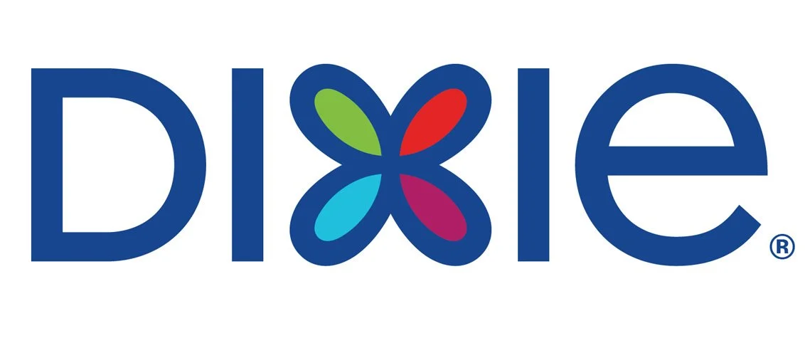 The logo of DIXIE with a stylized flower emblem that has four petals in green, light blue, red, and magenta, integrated into the letter 'X' in dark blue.