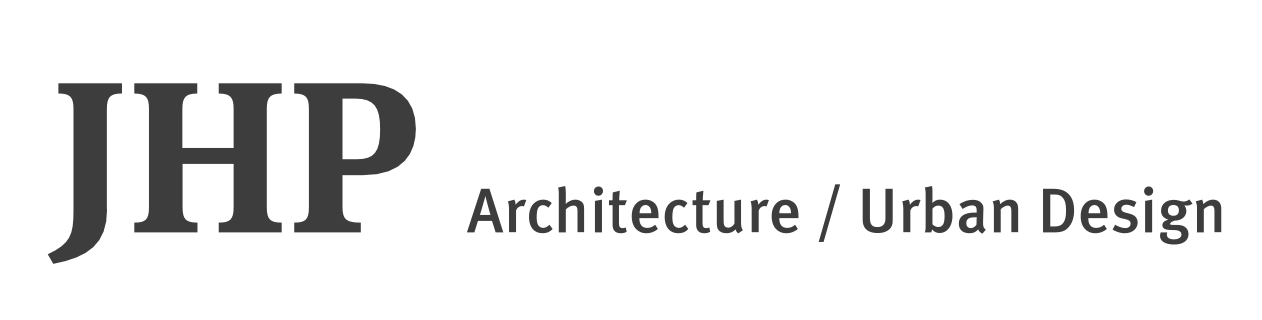 JHP Architecture and Urban Design logo with large bold letters 'JHP' and smaller text 'Architecture / Urban Design'.