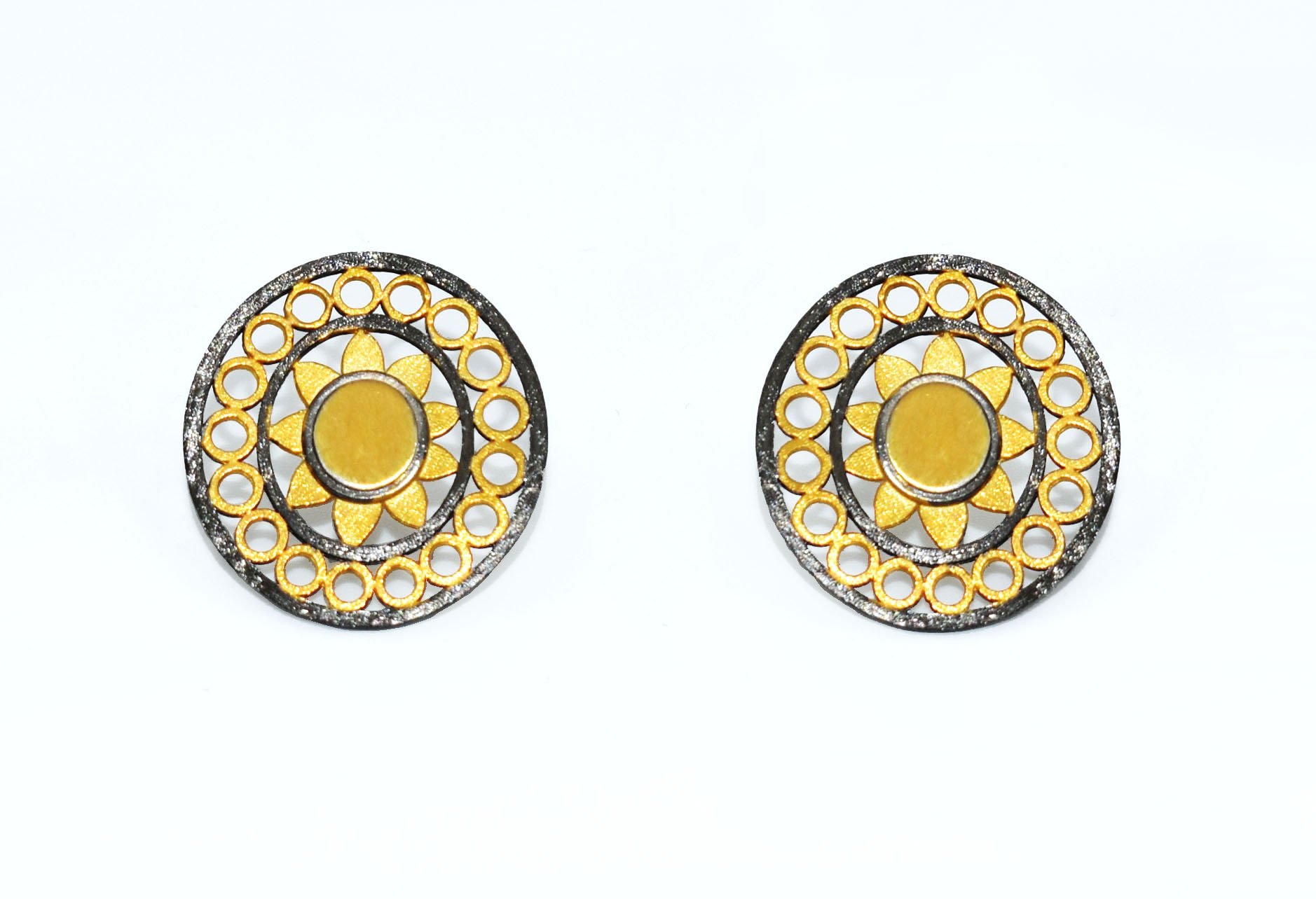 "Helios" Black & Gold Stud Earrings