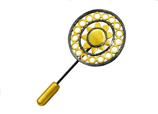 "Helios" Black & Gold Brooch