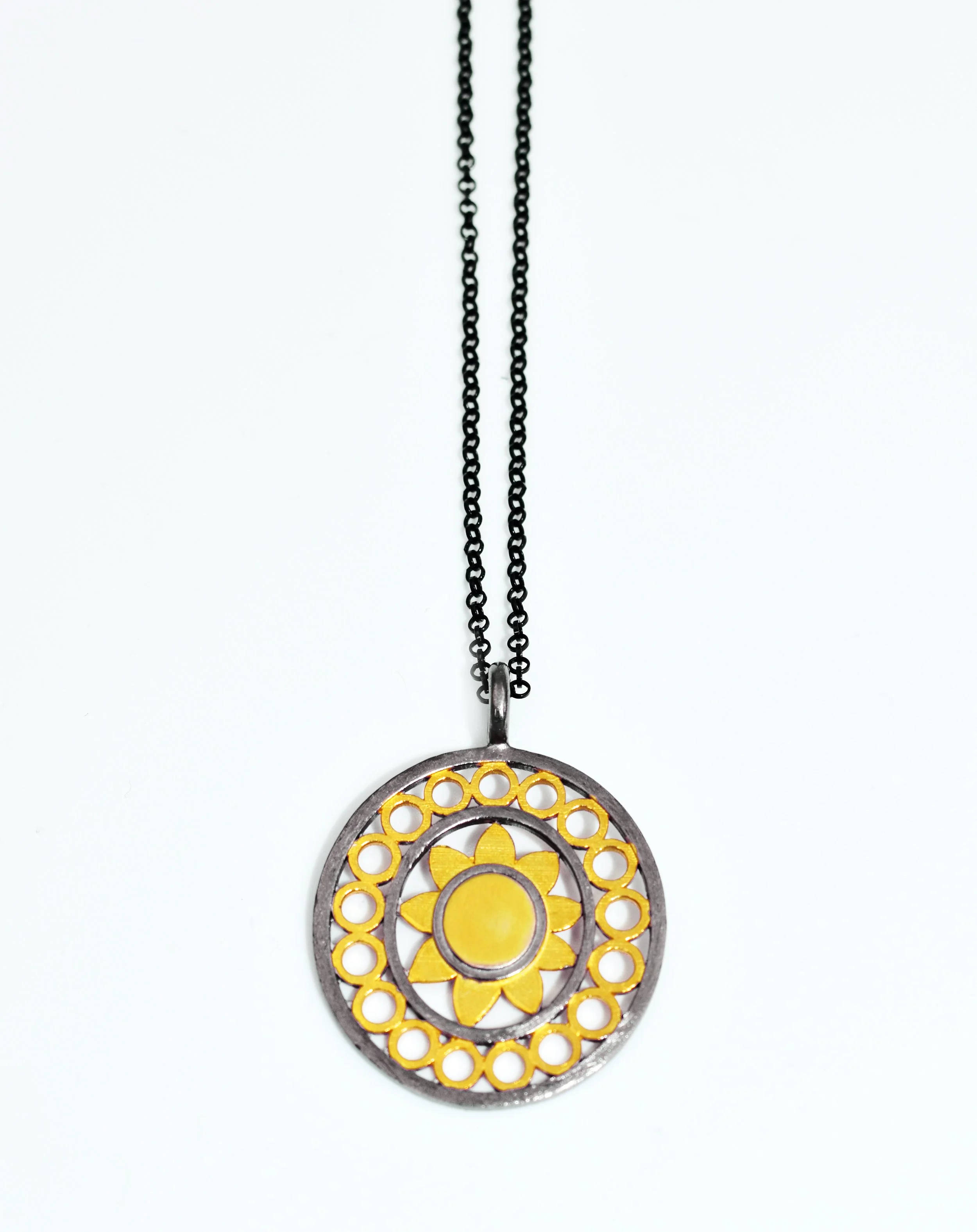 "Helios" Black & Gold Stud Pendant