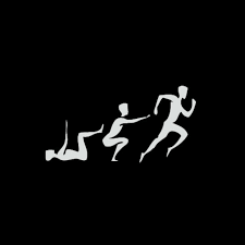 Silhouette of people running with upward movement on a black background