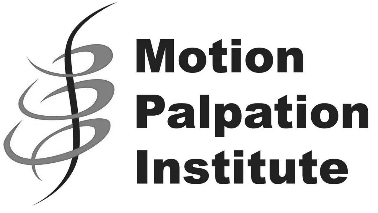 Logo of the Motion Palpation Institute featuring a caduceus symbol with spiral staff and wings in shades of gray, with the institute's name in bold black text.