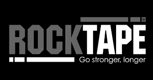 Rock Tape logo with the slogan 'Go stronger, longer' on a black background.