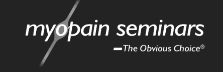 Myopain Seminars logo with a black background and white text