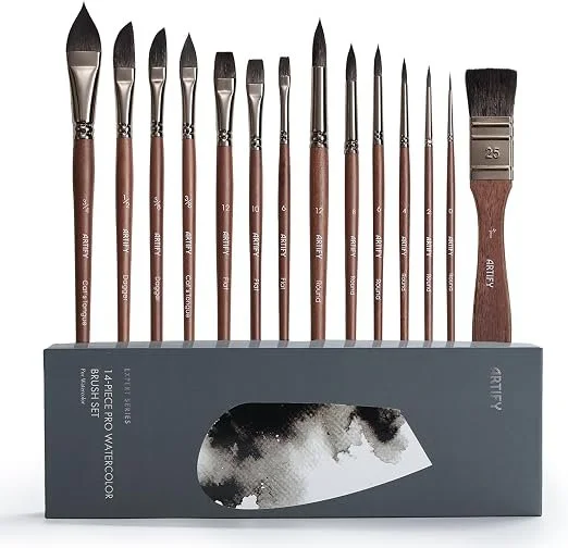 Artify Brushes 14 pc Squirrel Hair, Synthetic Blend