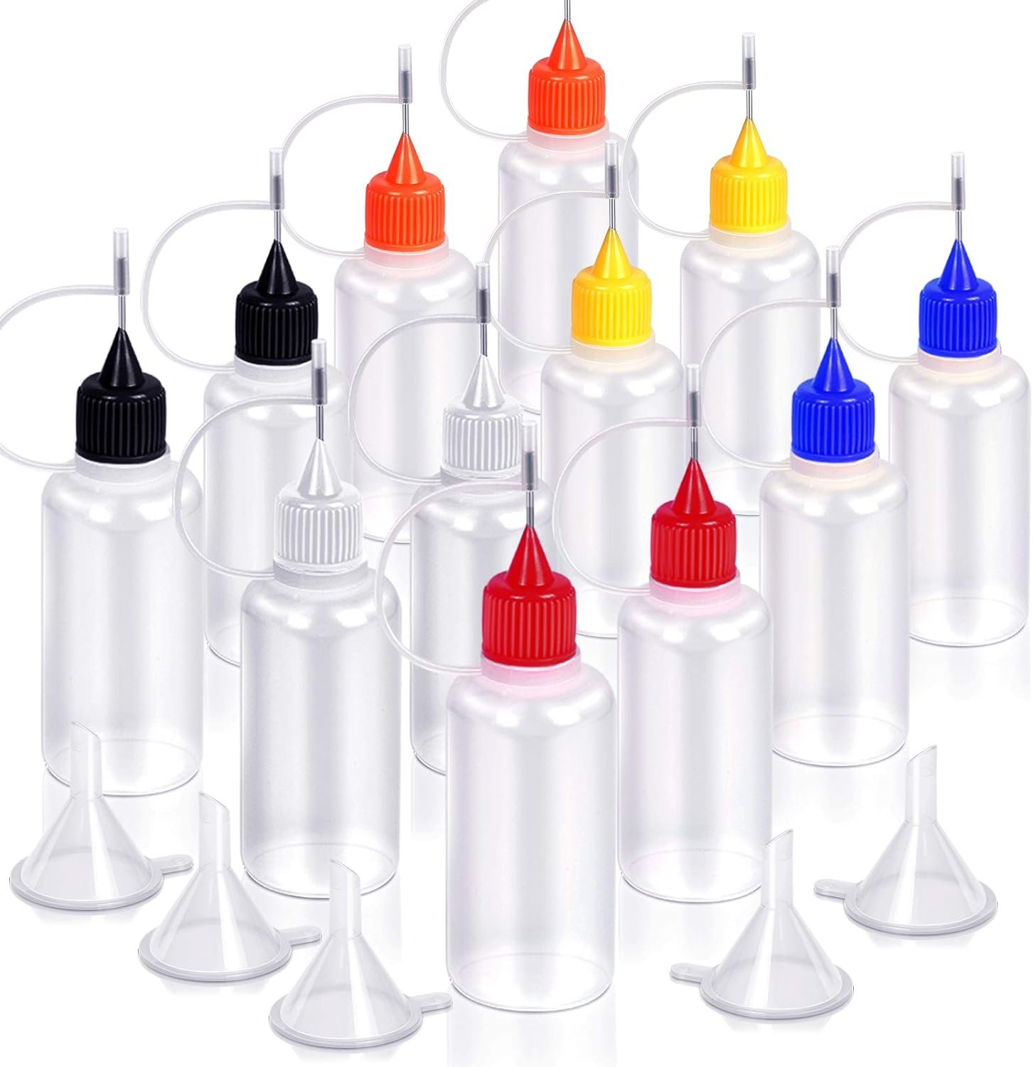 12pcs Precision Tip Applicator Bottles with 5 Mini Funnels, 30ml Needle Tip Squeeze  Bottles  $8.99