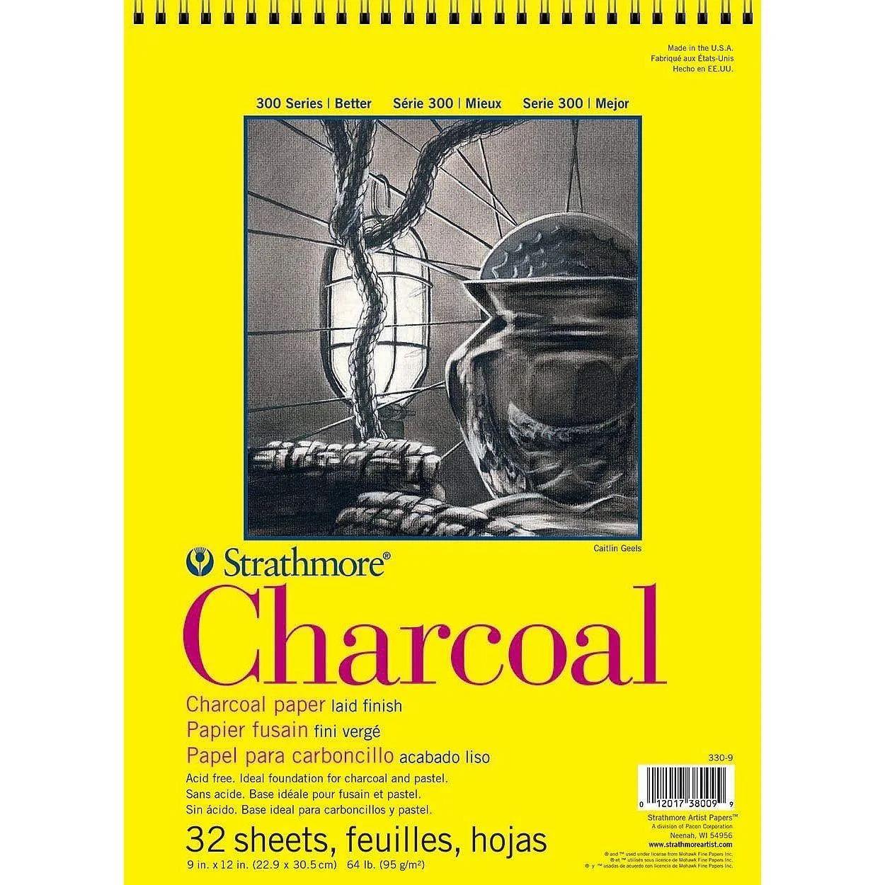 Strathmore 300 Series Charcoal Paper Pad, Top Wire Bound, 9x12 inches, 32 Sheets 64lb   $7.48