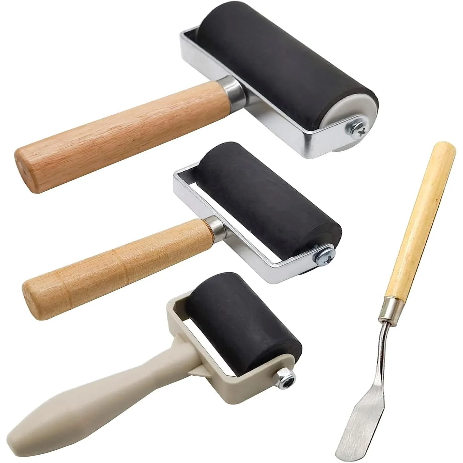 4 Pack Rubber Roller - Brayer Rollers with 3 Size for Crafting Brayer Rollers for Printmaking Brayer Tool Paint Brush Ink Applicator Art  $8.99