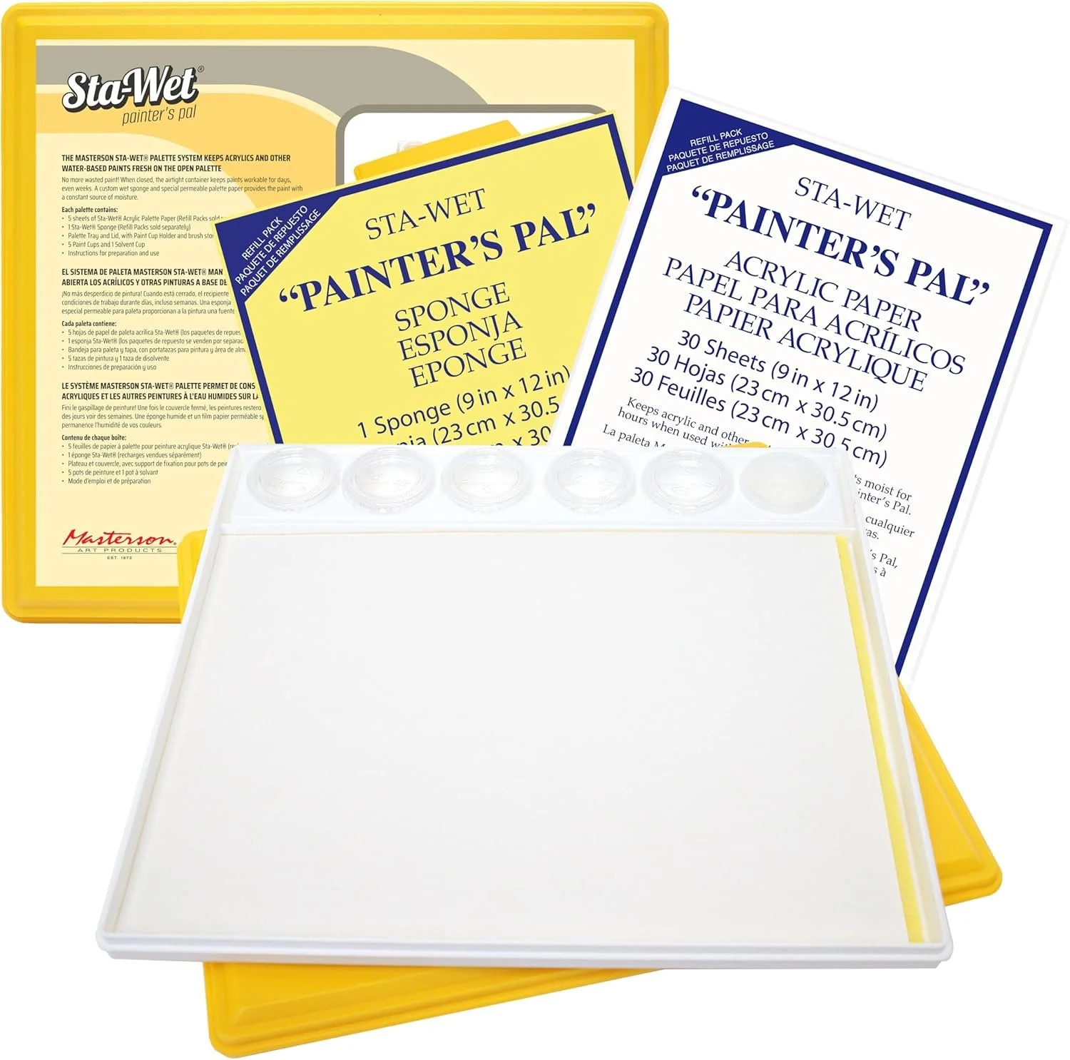 Masterson Sta-Wet Handy 9x12" Palette Bundled Set, with 30 Acrylic Paper Refill Sheets & 1 Sponge Refill Pack $36.99