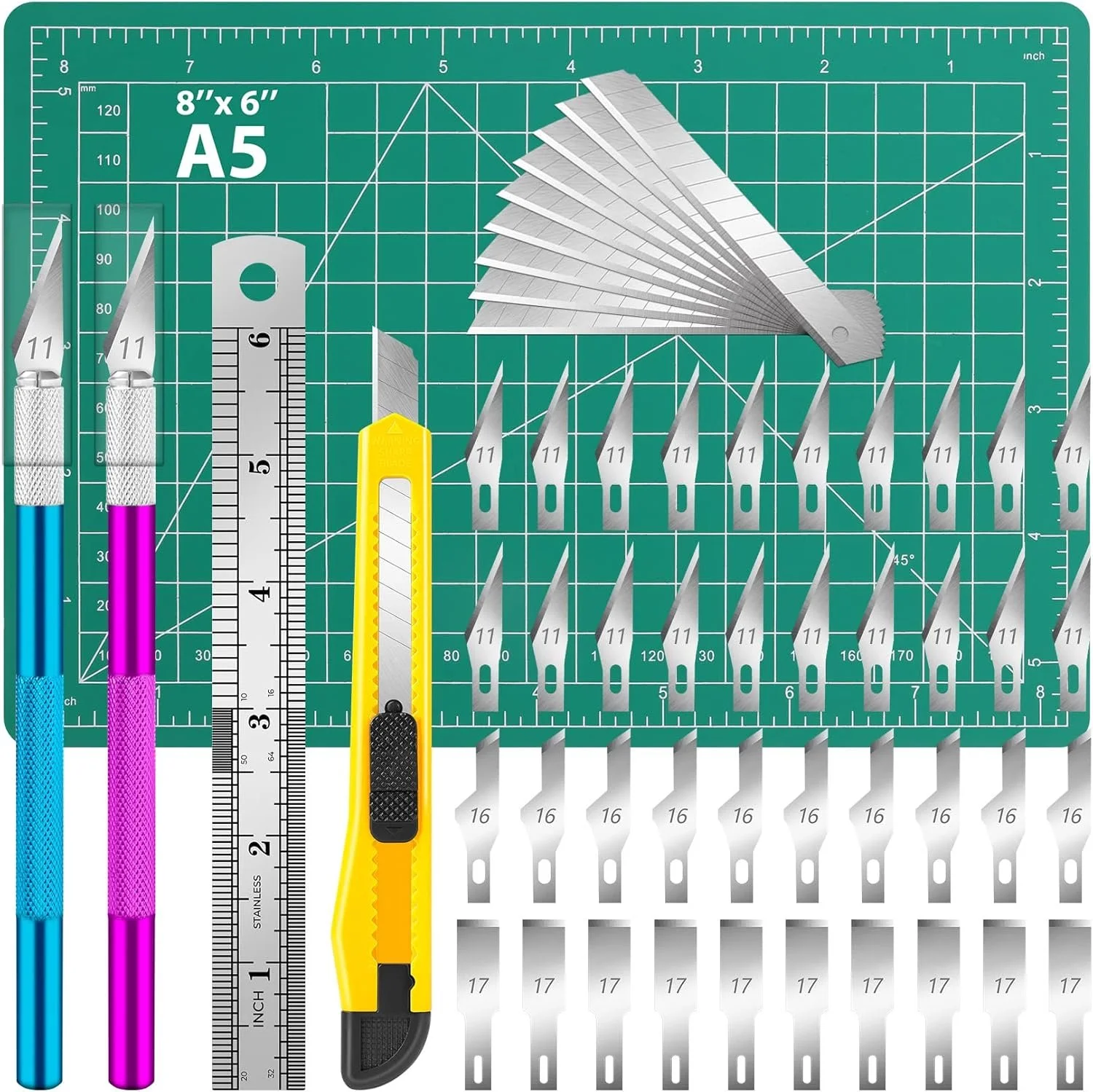 Exacto Knife Set, 46 Pcs Hobby Knife Replacement Blades, Hobby Knives Kit for Scrapbooking, Stencil, Fondant, Paper, Sharp Precision Knives for Art  $9.99