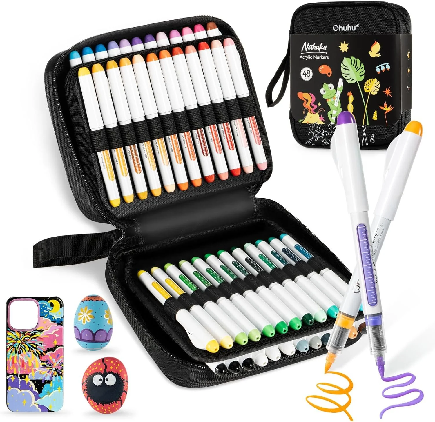 Ohuhu Acrylic Paint Markers - Direct Ink - Flexible Brush Tip - 24 Ct $19.99 / 48 Ct $49.99