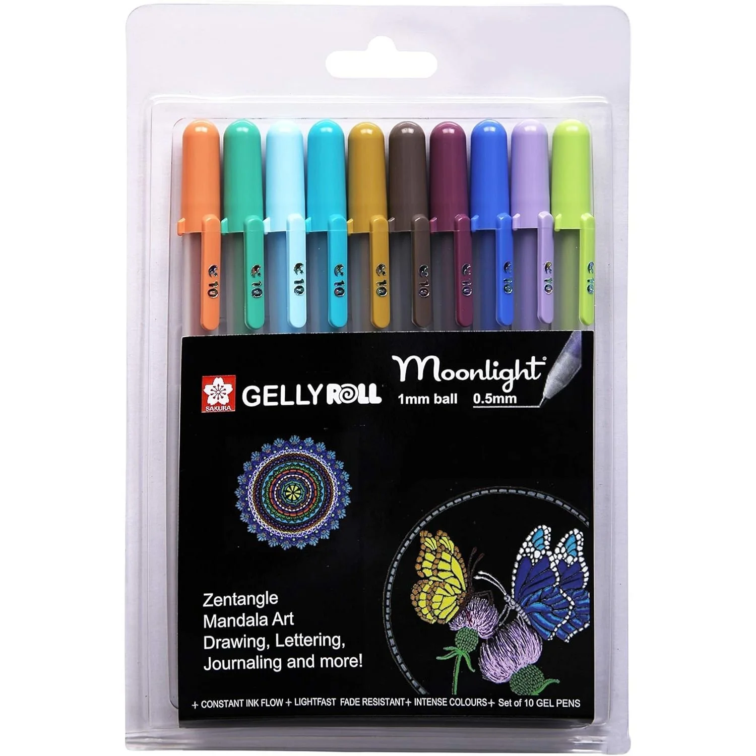 SAKURA Gelly Roll Moonlight Assorted Fine Colour Set 10 Opaque Shades  $18.99