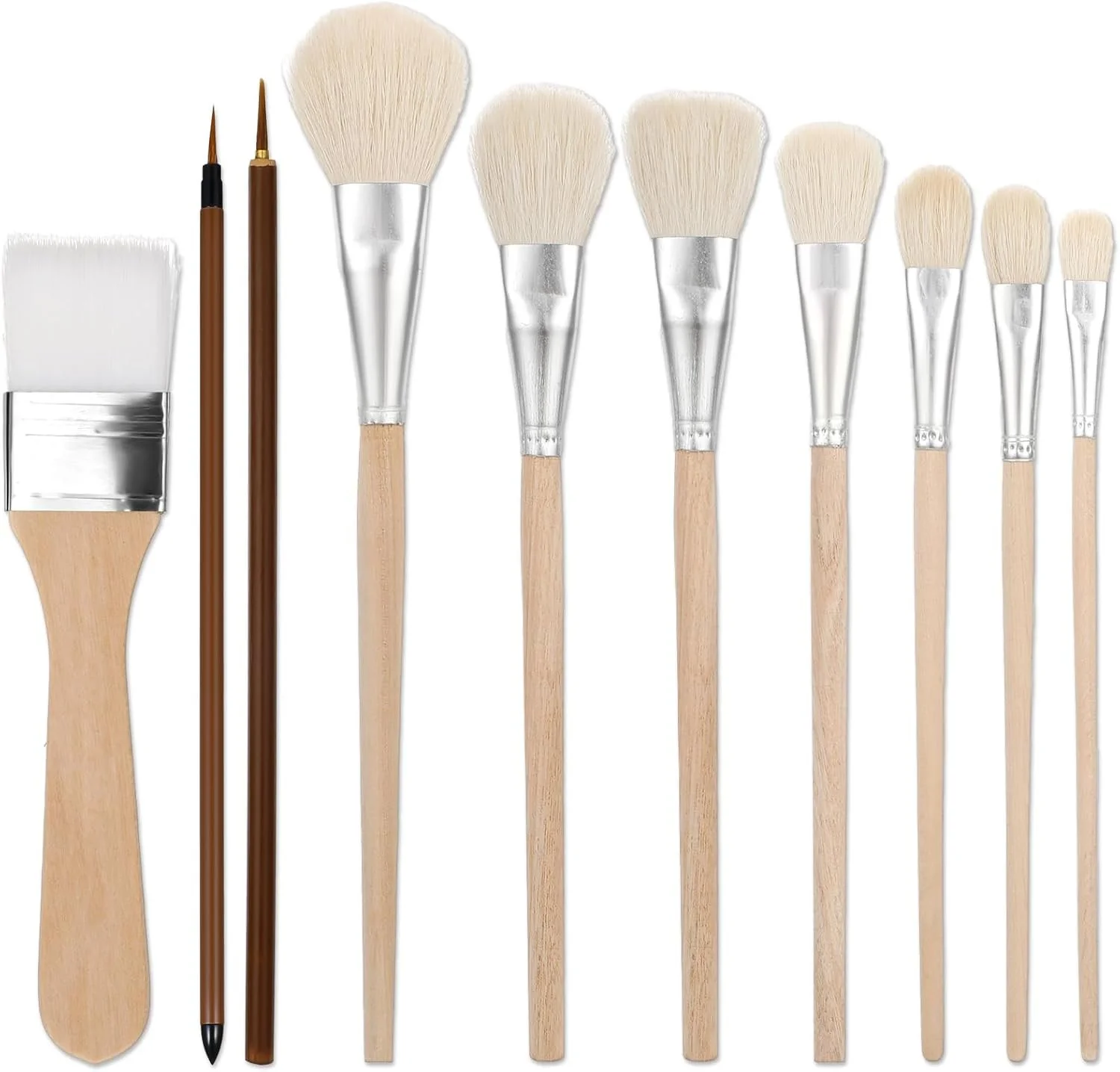 10 Pc Assorted Size Mop Brush for Blending - Goat Hair - Acrylic or Oil Painting   $7.99