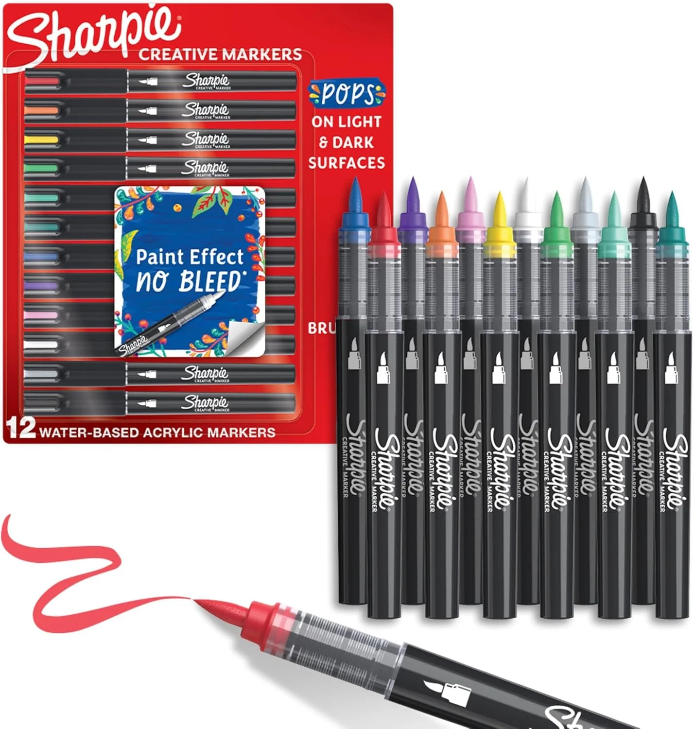 Sharpie Creative Markers, Water-Based Acrylic, Brush Tip, Assorted Colors, 12 Count  $14.28