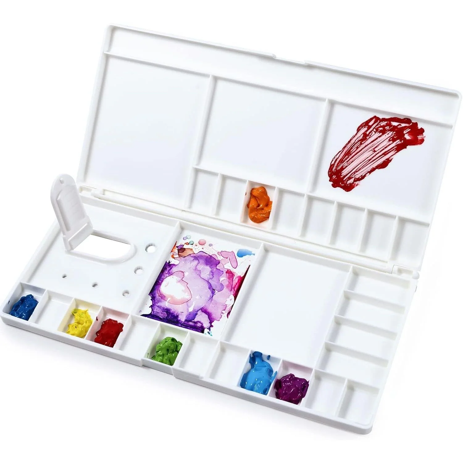 Junreox Watercolor Palette, Large Watercolor Palette with 24 Wells and 5 Mixing Areas     $7.29