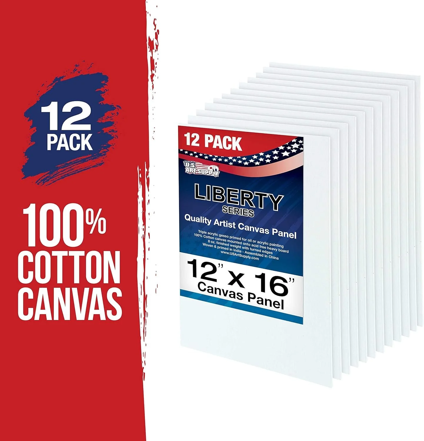 US Art Supply Professional Artist Quality Acid Free Canvas Panel Boards for Painting 12-Pack - 8x10 $16.99 / 9x12 $18.99 / 11x14 $22.99 / 12x16 $29.99