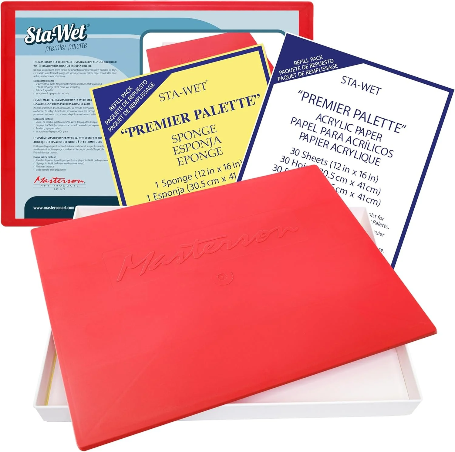 Masterson Sta-Wet Handy 12x16" Palette Bundled Set, with 30 Acrylic Paper Refill Sheets & 1 Sponge Refill Pack $45.79